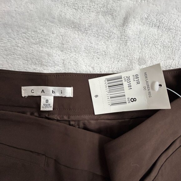 Cabi Womens Brown Wide Leg Lauren Trouser Pants Size 8 Regular Stretch #661 New - Picture 3 of 12